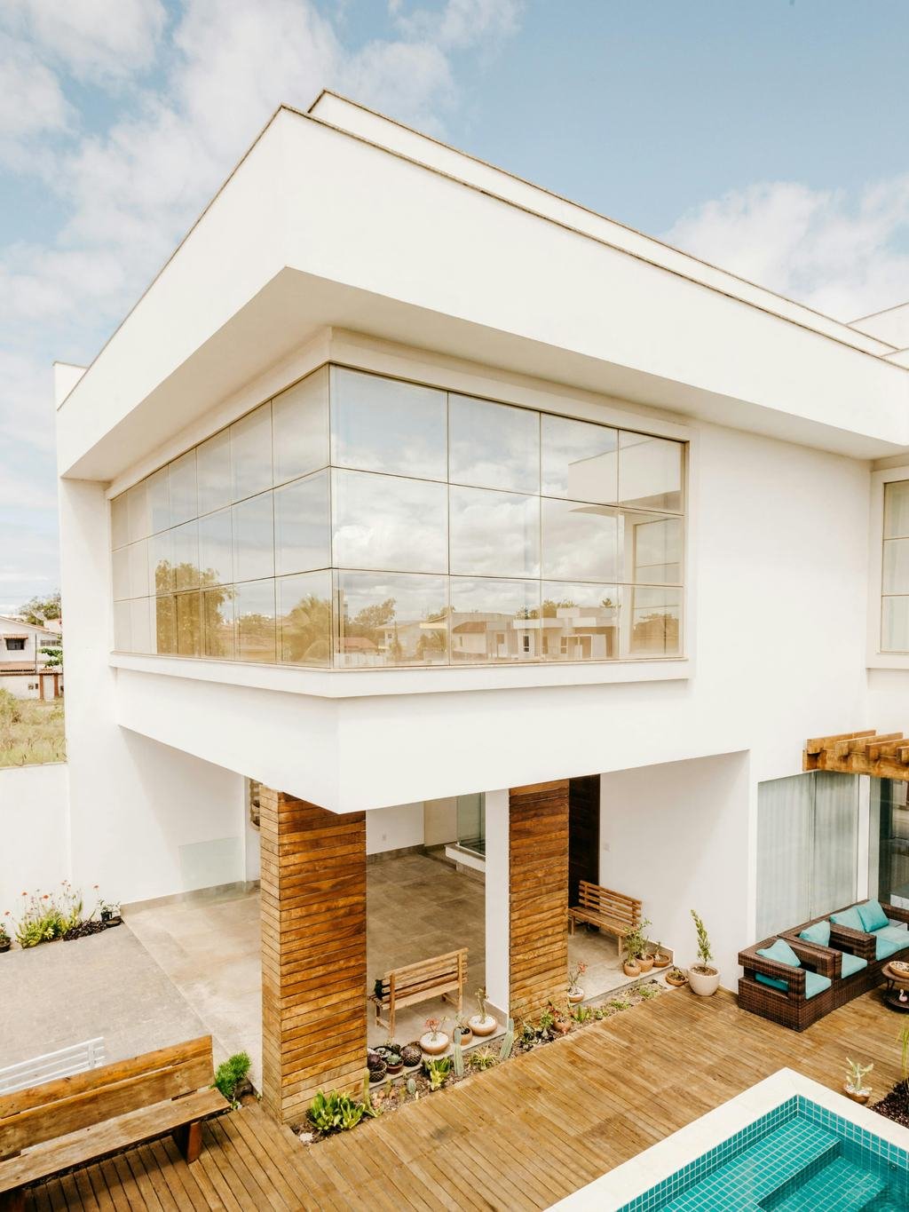 Newly built two-story home with pool deck